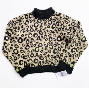 Eyeshadow Leopard Print Fuzzy Sweater X-Large
